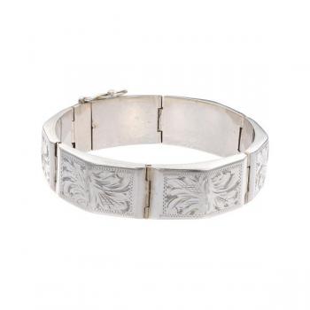 Stříbrný článkový náramek s rytým dekorem Stříbrný článkový náramek s rytým dekorem