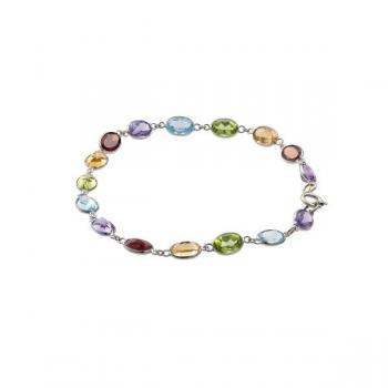 Náramek z bílého zlata s přírodními drahokamy Náramek z bílého zlata s přírodními drahokamy